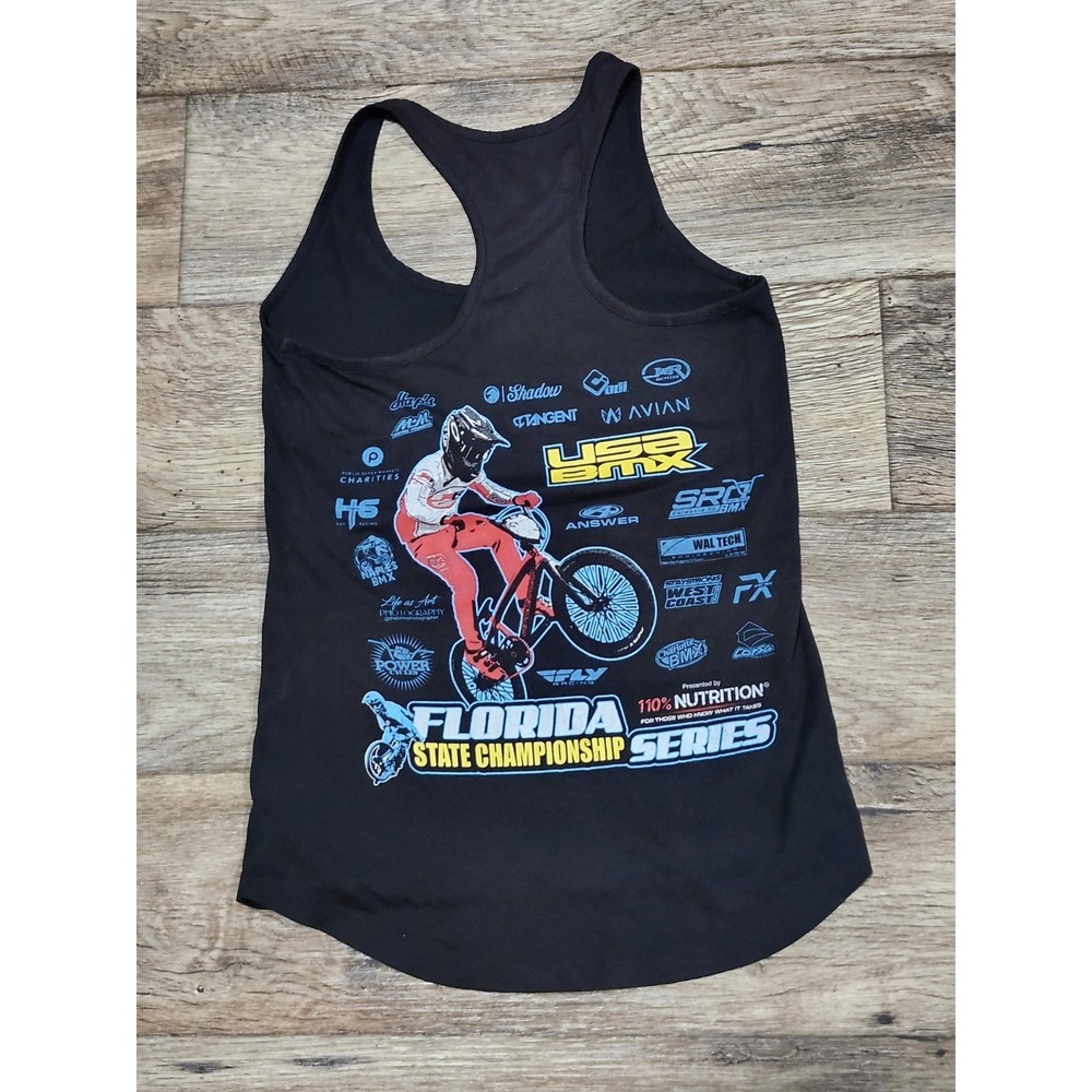USA BMX FL State Championship Tank Top Black Neon Blue Red XS 110% Nutrition